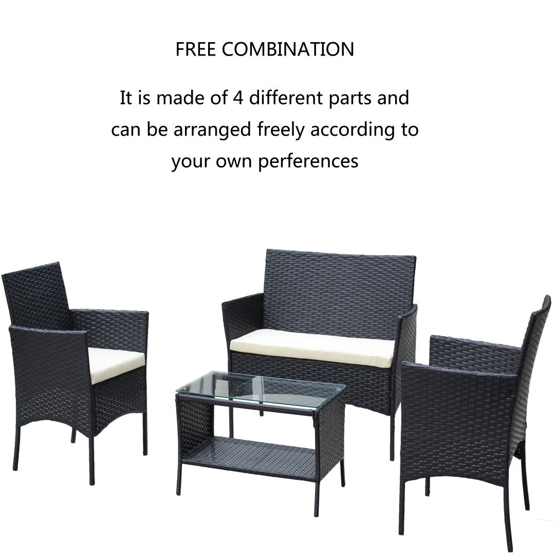 4 PC Rattan Patio Furniture Set Outdoor Patio